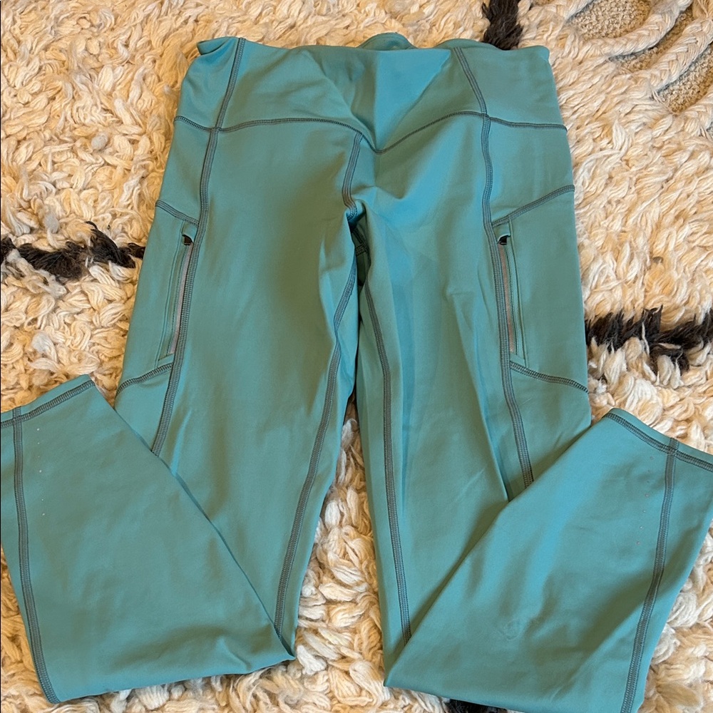 Athleta Turquoise Fleece-lined Leggings